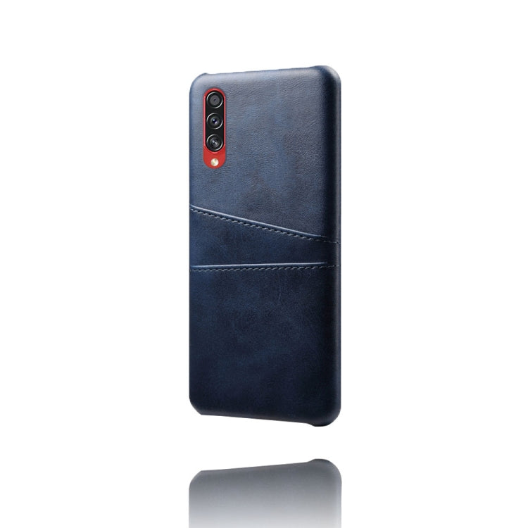 For Samsung Galaxy A70s Calf Texture PC + PU Leather Back Cover Shockproof Case with Dual Card Slots