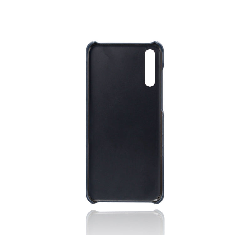 For Samsung Galaxy A70s Calf Texture PC + PU Leather Back Cover Shockproof Case with Dual Card Slots
