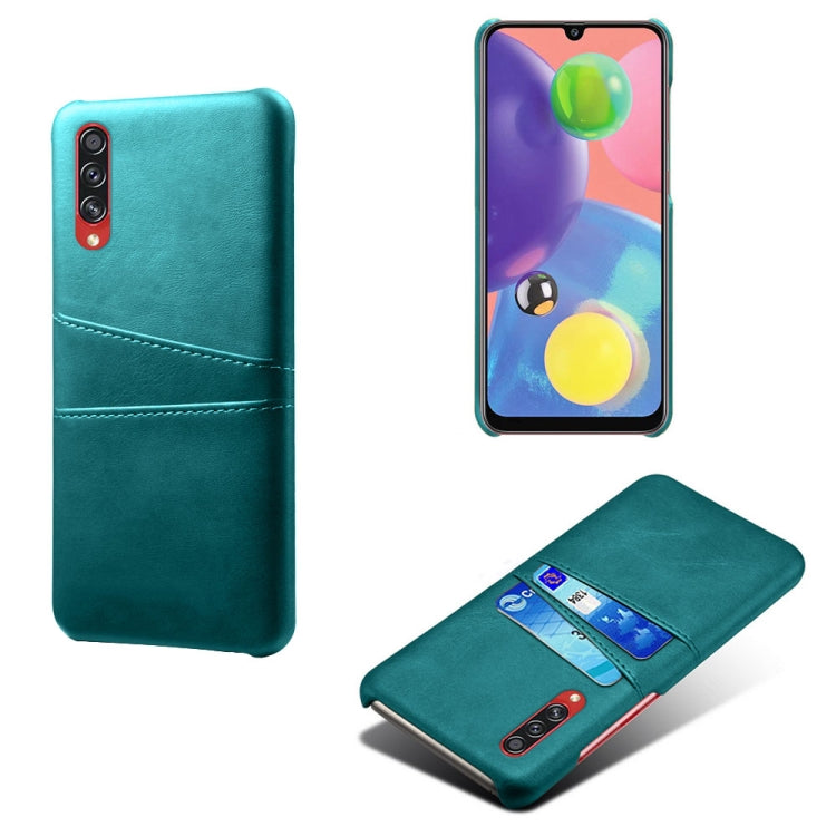 For Samsung Galaxy A70s Calf Texture PC + PU Leather Back Cover Shockproof Case with Dual Card Slots