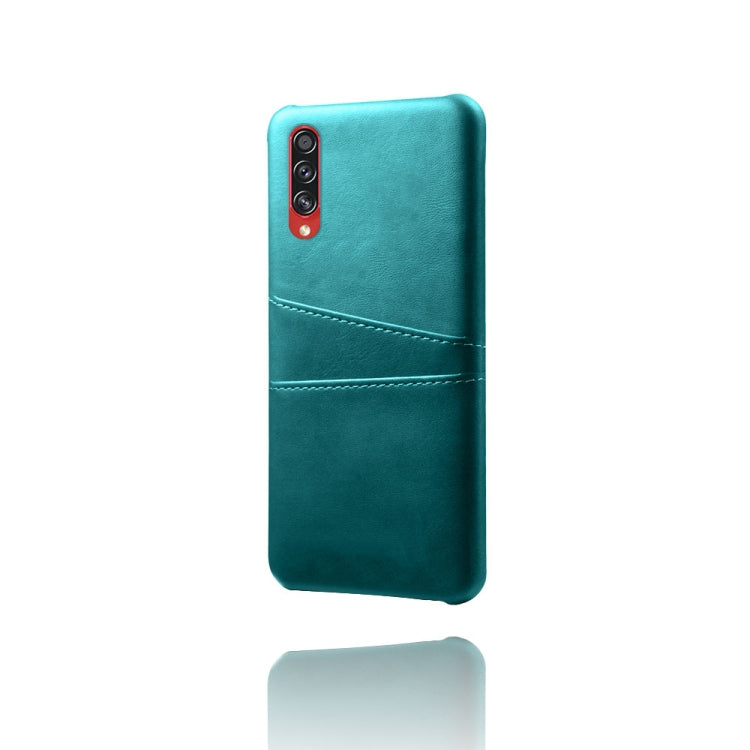 For Samsung Galaxy A70s Calf Texture PC + PU Leather Back Cover Shockproof Case with Dual Card Slots
