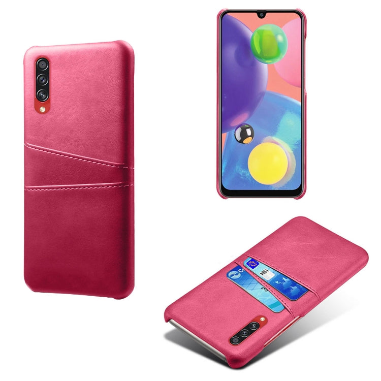 For Samsung Galaxy A70s Calf Texture PC + PU Leather Back Cover Shockproof Case with Dual Card Slots