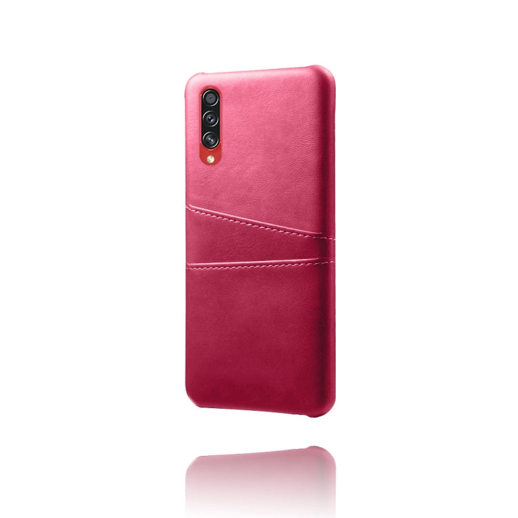 For Samsung Galaxy A70s Calf Texture PC + PU Leather Back Cover Shockproof Case with Dual Card Slots
