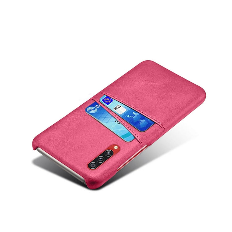 For Samsung Galaxy A70s Calf Texture PC + PU Leather Back Cover Shockproof Case with Dual Card Slots