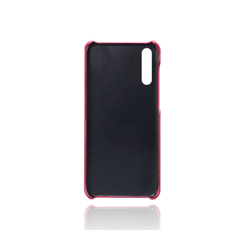 For Samsung Galaxy A70s Calf Texture PC + PU Leather Back Cover Shockproof Case with Dual Card Slots