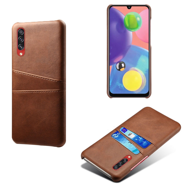 For Samsung Galaxy A70s Calf Texture PC + PU Leather Back Cover Shockproof Case with Dual Card Slots