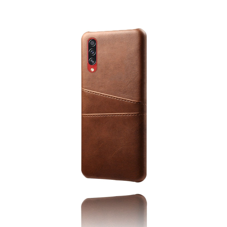 For Samsung Galaxy A70s Calf Texture PC + PU Leather Back Cover Shockproof Case with Dual Card Slots