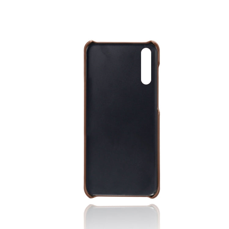 For Samsung Galaxy A70s Calf Texture PC + PU Leather Back Cover Shockproof Case with Dual Card Slots