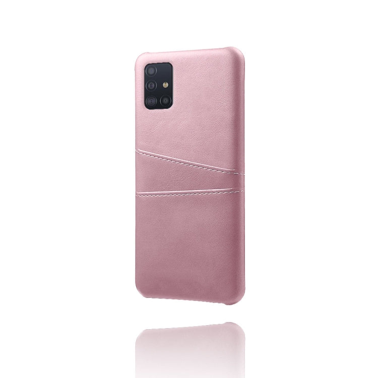 For Samsung Galaxy A71 Calf Texture PC + PU Leather Back Cover Shockproof Case with Dual Card Slots