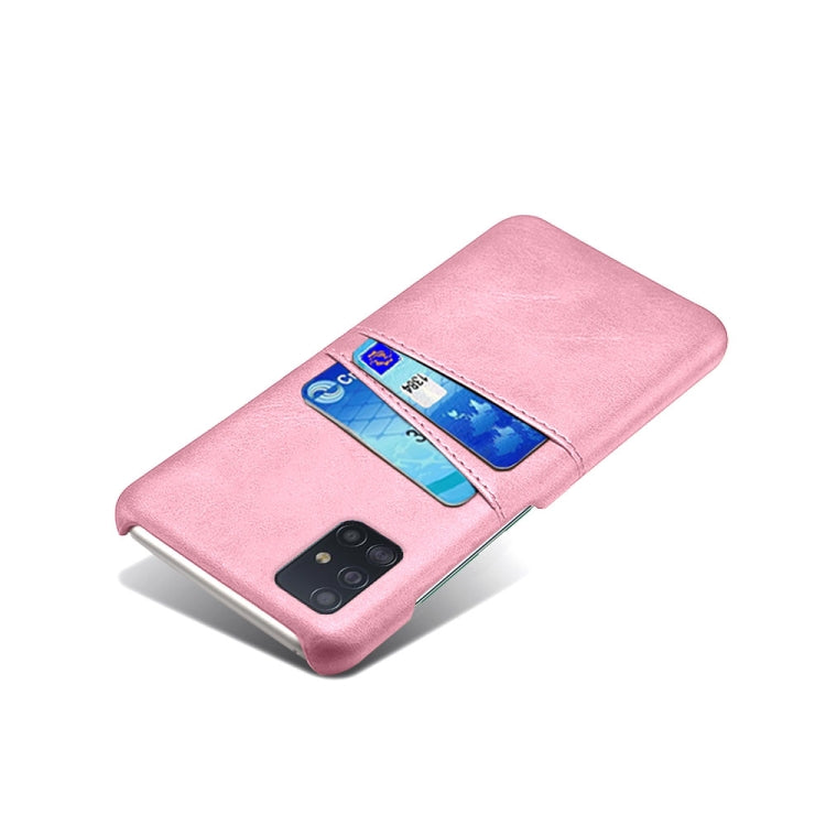 For Samsung Galaxy A71 Calf Texture PC + PU Leather Back Cover Shockproof Case with Dual Card Slots