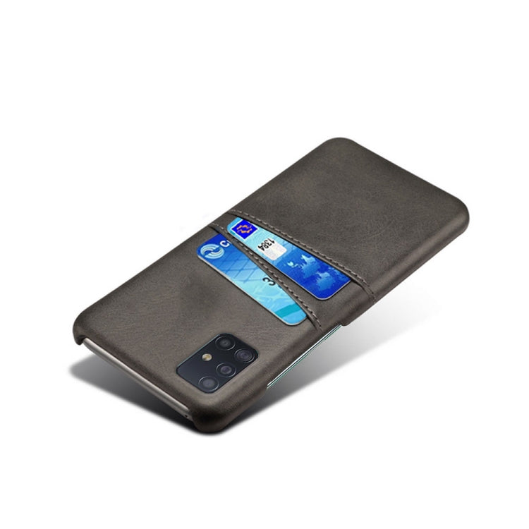 For Samsung Galaxy A71 Calf Texture PC + PU Leather Back Cover Shockproof Case with Dual Card Slots