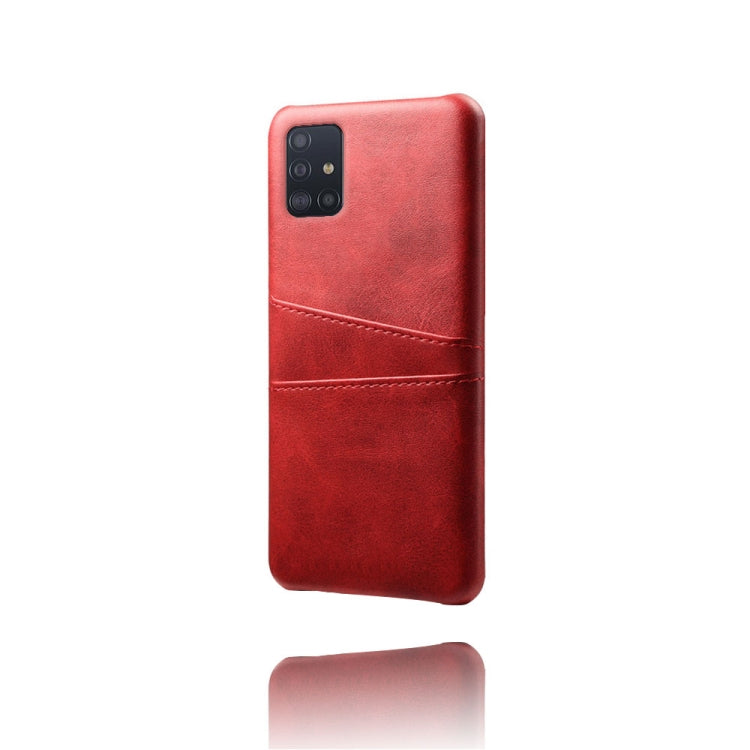 For Samsung Galaxy A71 Calf Texture PC + PU Leather Back Cover Shockproof Case with Dual Card Slots