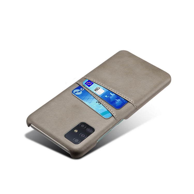 For Samsung Galaxy A71 Calf Texture PC + PU Leather Back Cover Shockproof Case with Dual Card Slots
