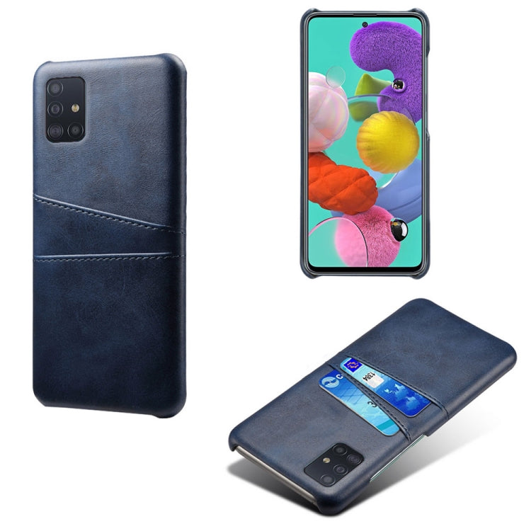 For Samsung Galaxy A71 Calf Texture PC + PU Leather Back Cover Shockproof Case with Dual Card Slots