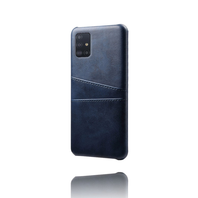 For Samsung Galaxy A71 Calf Texture PC + PU Leather Back Cover Shockproof Case with Dual Card Slots