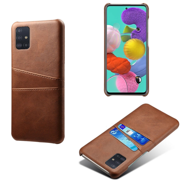 For Samsung Galaxy A71 Calf Texture PC + PU Leather Back Cover Shockproof Case with Dual Card Slots