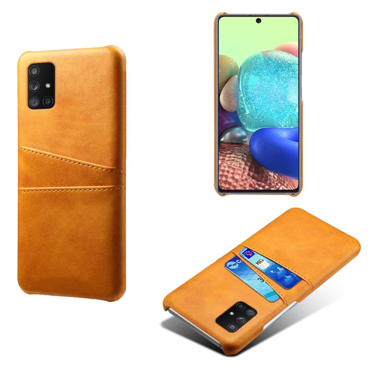 For Samsung Galaxy A71 5G Calf Texture PC + PU Leather Back Cover Shockproof Case with Dual Card Slots