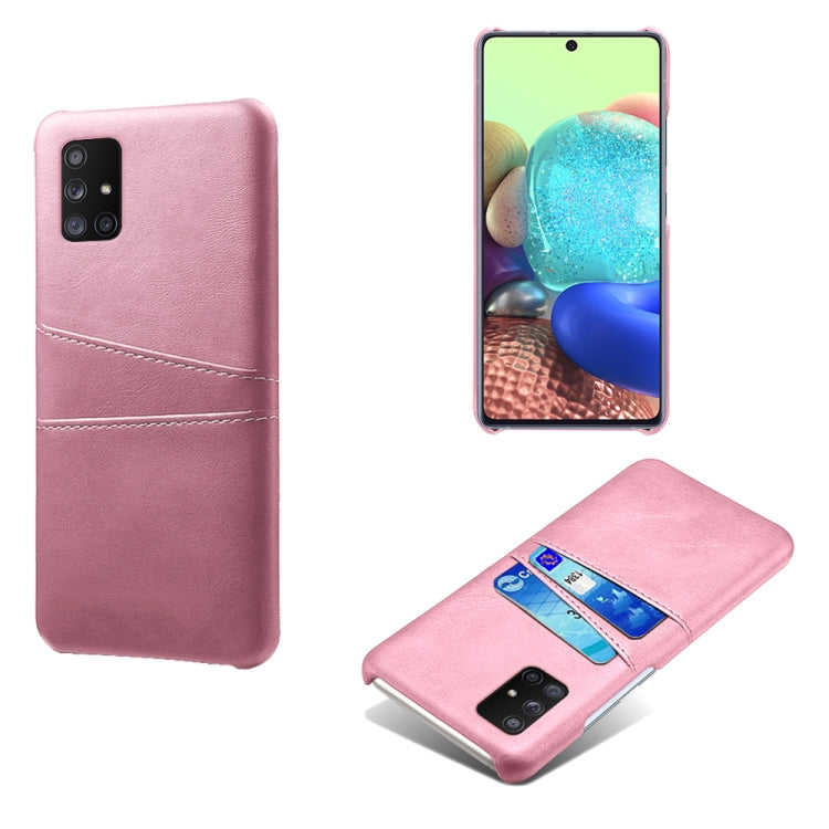 For Samsung Galaxy A71 5G Calf Texture PC + PU Leather Back Cover Shockproof Case with Dual Card Slots