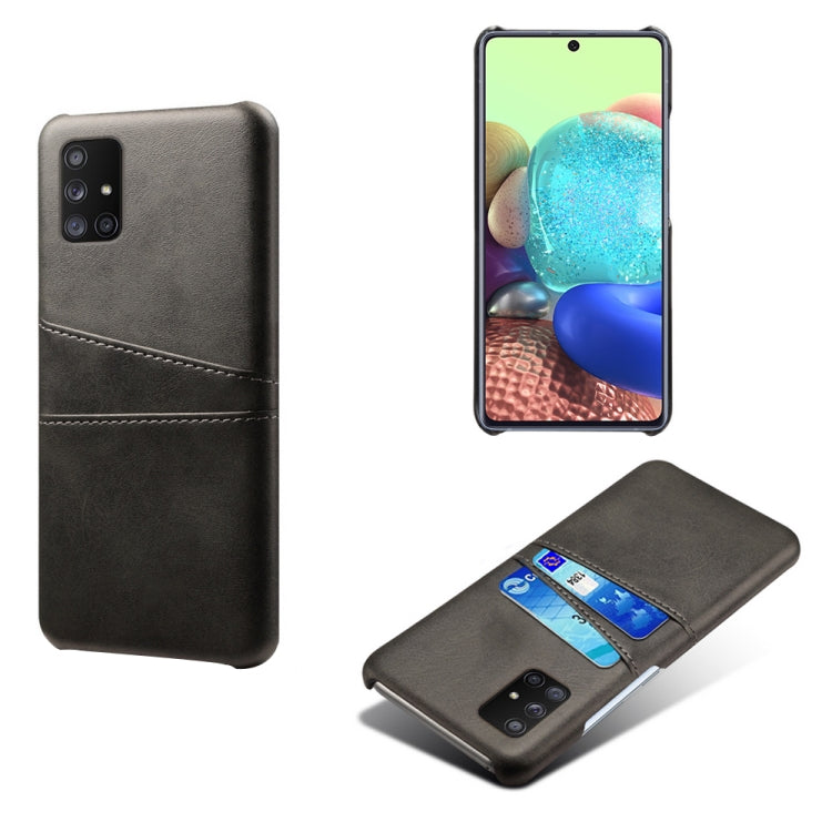 For Samsung Galaxy A71 5G Calf Texture PC + PU Leather Back Cover Shockproof Case with Dual Card Slots