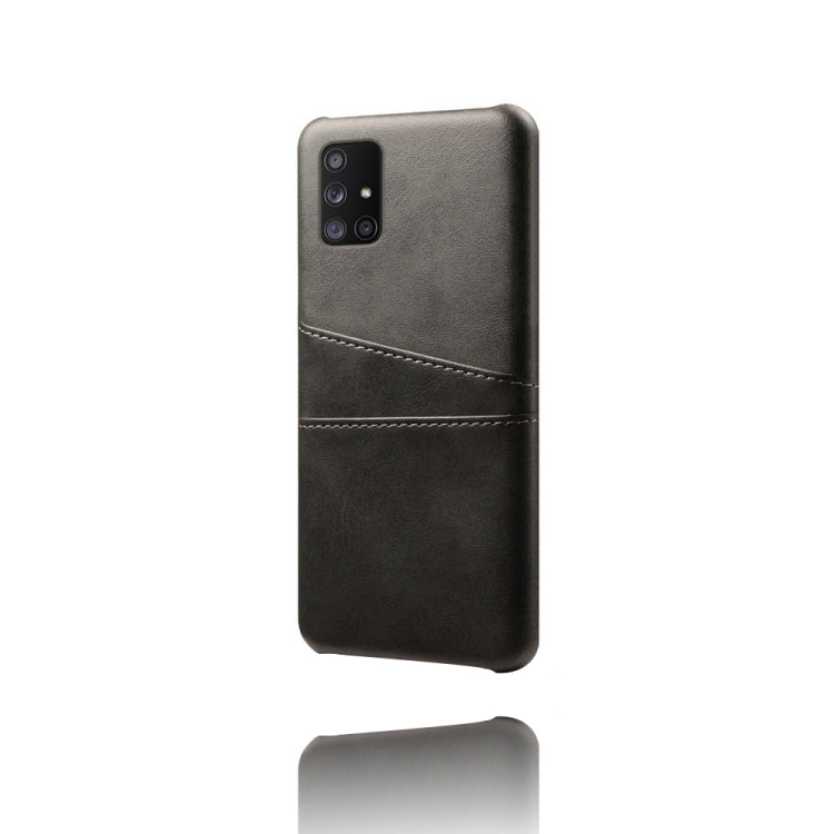 For Samsung Galaxy A71 5G Calf Texture PC + PU Leather Back Cover Shockproof Case with Dual Card Slots