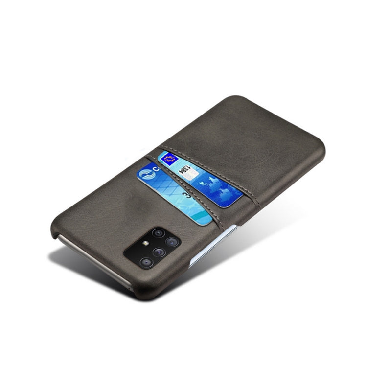 For Samsung Galaxy A71 5G Calf Texture PC + PU Leather Back Cover Shockproof Case with Dual Card Slots