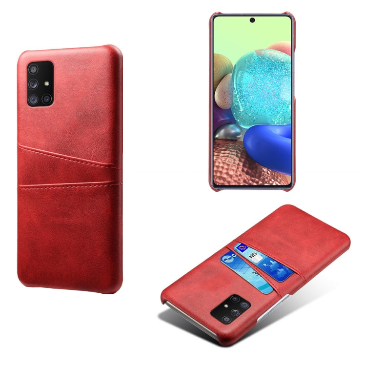 For Samsung Galaxy A71 5G Calf Texture PC + PU Leather Back Cover Shockproof Case with Dual Card Slots