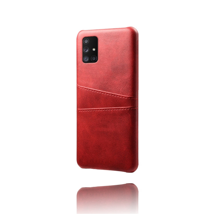 For Samsung Galaxy A71 5G Calf Texture PC + PU Leather Back Cover Shockproof Case with Dual Card Slots