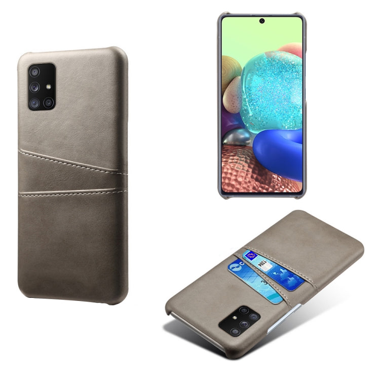For Samsung Galaxy A71 5G Calf Texture PC + PU Leather Back Cover Shockproof Case with Dual Card Slots