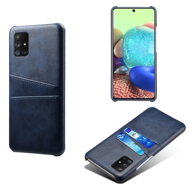 For Samsung Galaxy A71 5G Calf Texture PC + PU Leather Back Cover Shockproof Case with Dual Card Slots