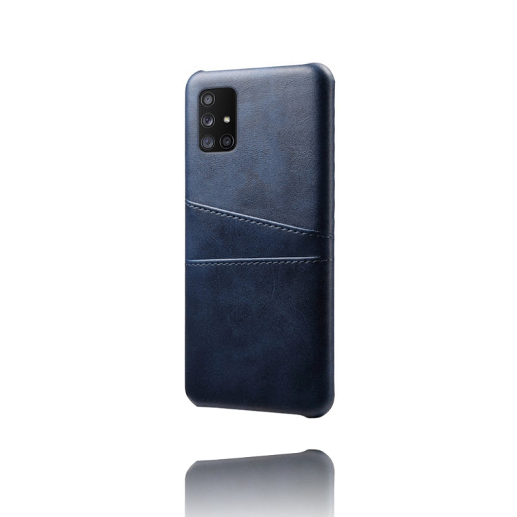 For Samsung Galaxy A71 5G Calf Texture PC + PU Leather Back Cover Shockproof Case with Dual Card Slots