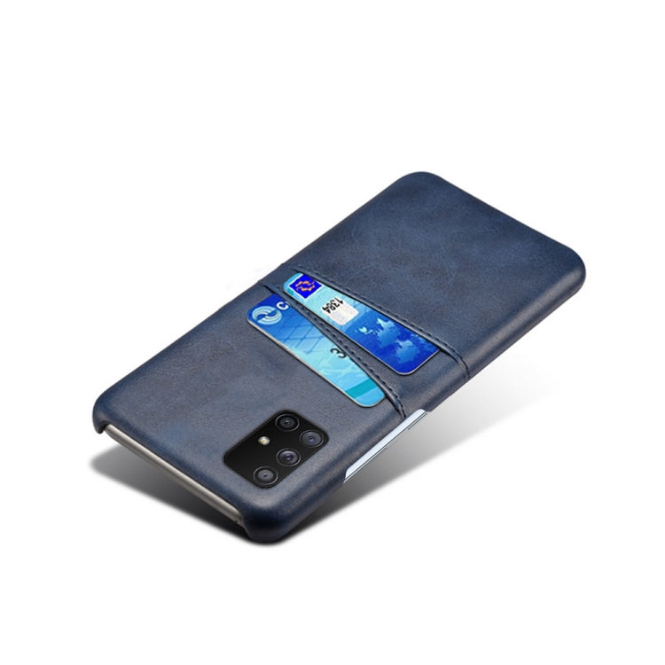 For Samsung Galaxy A71 5G Calf Texture PC + PU Leather Back Cover Shockproof Case with Dual Card Slots