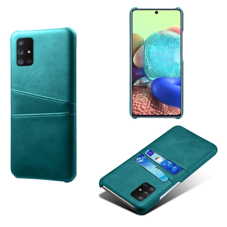 For Samsung Galaxy A71 5G Calf Texture PC + PU Leather Back Cover Shockproof Case with Dual Card Slots