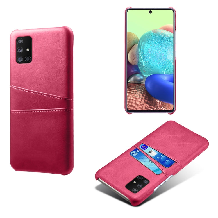 For Samsung Galaxy A71 5G Calf Texture PC + PU Leather Back Cover Shockproof Case with Dual Card Slots
