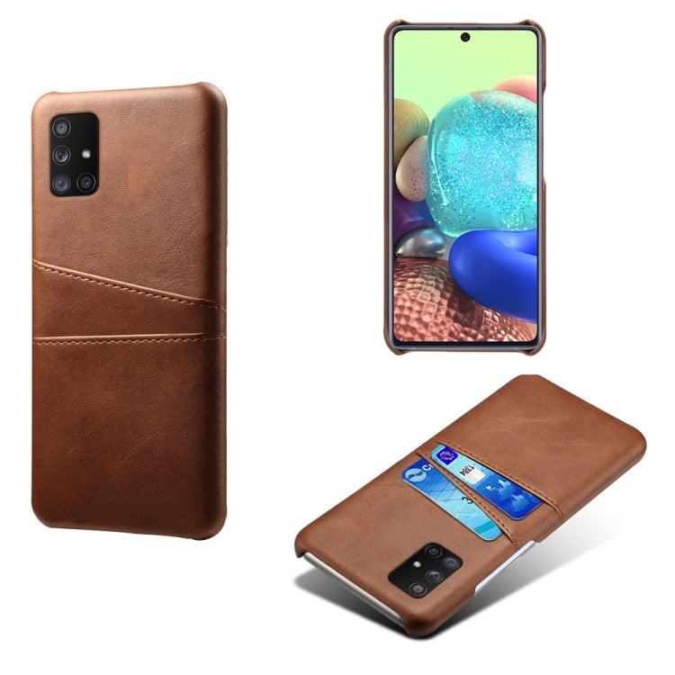 For Samsung Galaxy A71 5G Calf Texture PC + PU Leather Back Cover Shockproof Case with Dual Card Slots
