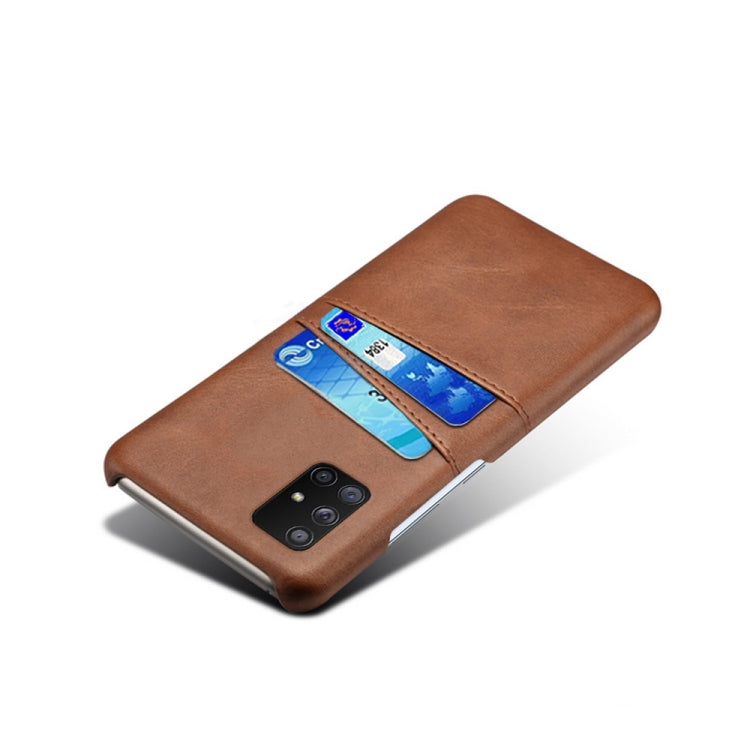 For Samsung Galaxy A71 5G Calf Texture PC + PU Leather Back Cover Shockproof Case with Dual Card Slots