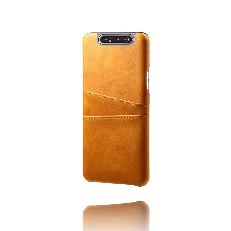 For Samsung Galaxy A80 Calf Texture PC + PU Leather Back Cover Shockproof Case with Dual Card Slots