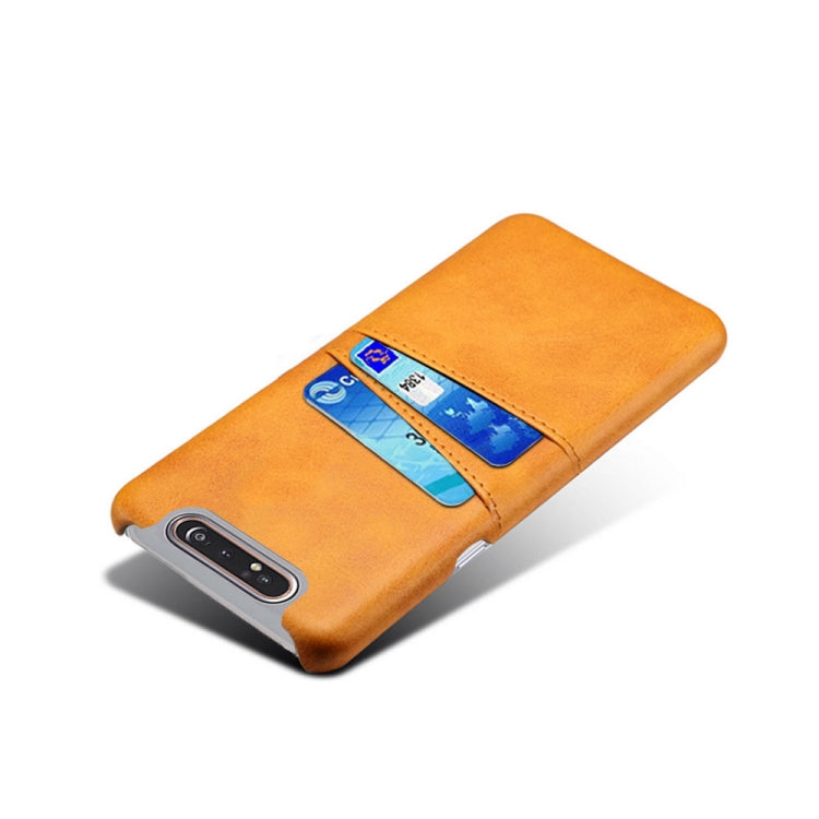 For Samsung Galaxy A80 Calf Texture PC + PU Leather Back Cover Shockproof Case with Dual Card Slots