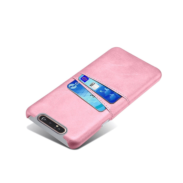 For Samsung Galaxy A80 Calf Texture PC + PU Leather Back Cover Shockproof Case with Dual Card Slots