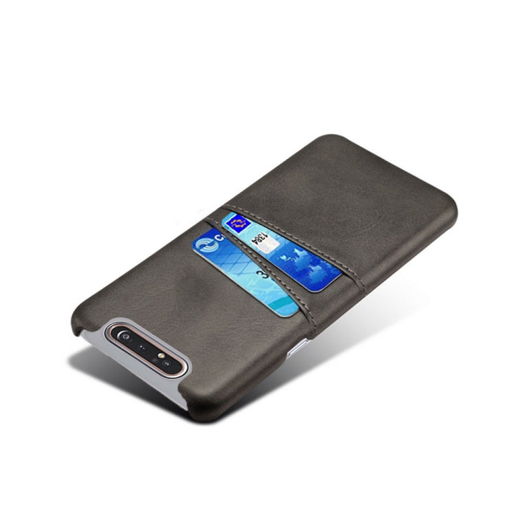 For Samsung Galaxy A80 Calf Texture PC + PU Leather Back Cover Shockproof Case with Dual Card Slots