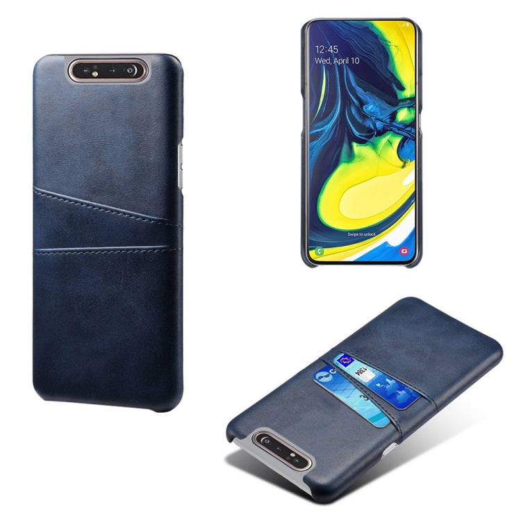 For Samsung Galaxy A80 Calf Texture PC + PU Leather Back Cover Shockproof Case with Dual Card Slots