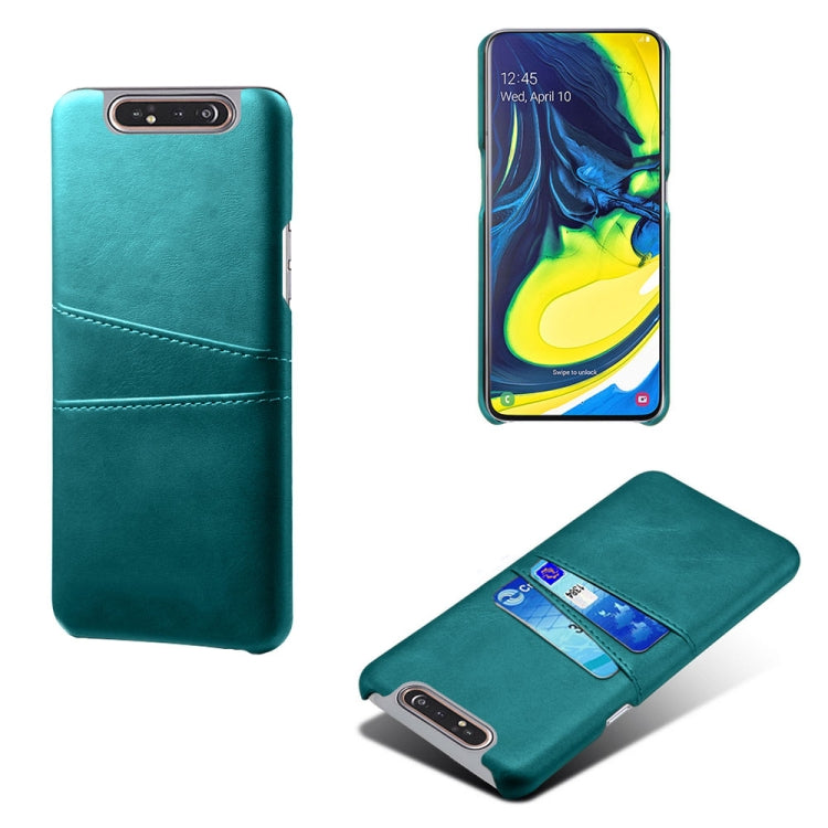For Samsung Galaxy A80 Calf Texture PC + PU Leather Back Cover Shockproof Case with Dual Card Slots