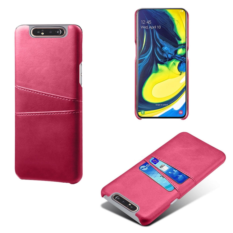 For Samsung Galaxy A80 Calf Texture PC + PU Leather Back Cover Shockproof Case with Dual Card Slots