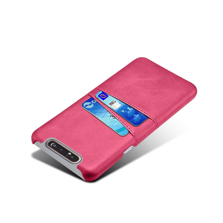 For Samsung Galaxy A80 Calf Texture PC + PU Leather Back Cover Shockproof Case with Dual Card Slots