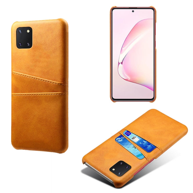 For Samsung Galaxy A81 / Note10 Lite Calf Texture PC + PU Leather Back Cover Shockproof Case with Dual Card Slots