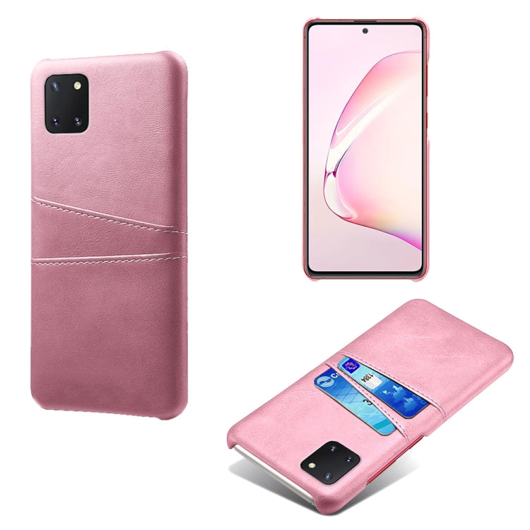 For Samsung Galaxy A81 / Note10 Lite Calf Texture PC + PU Leather Back Cover Shockproof Case with Dual Card Slots