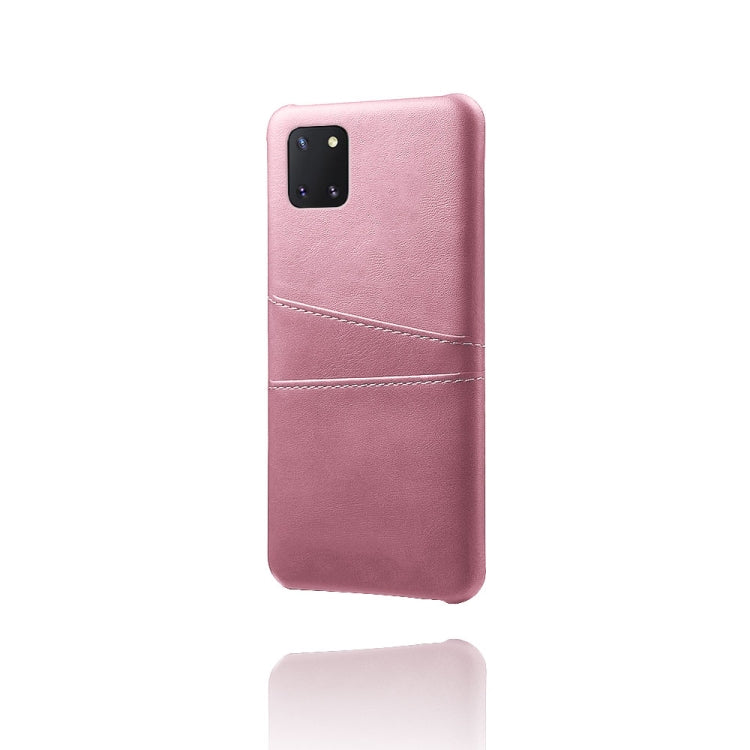 For Samsung Galaxy A81 / Note10 Lite Calf Texture PC + PU Leather Back Cover Shockproof Case with Dual Card Slots
