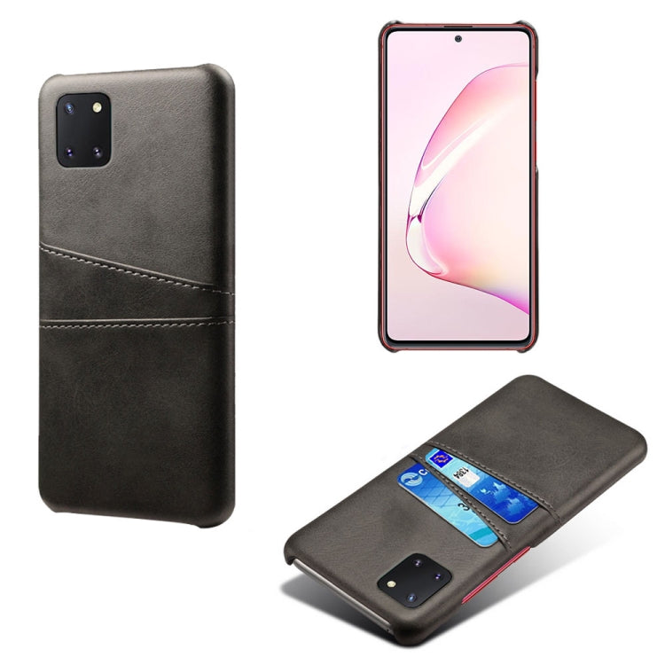 For Samsung Galaxy A81 / Note10 Lite Calf Texture PC + PU Leather Back Cover Shockproof Case with Dual Card Slots