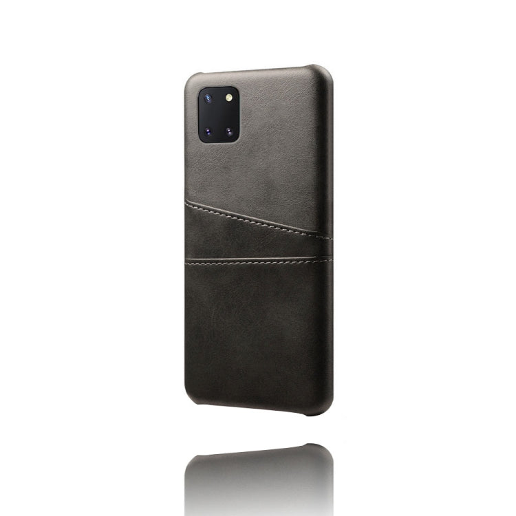 For Samsung Galaxy A81 / Note10 Lite Calf Texture PC + PU Leather Back Cover Shockproof Case with Dual Card Slots