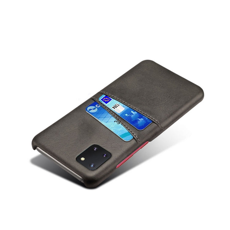 For Samsung Galaxy A81 / Note10 Lite Calf Texture PC + PU Leather Back Cover Shockproof Case with Dual Card Slots