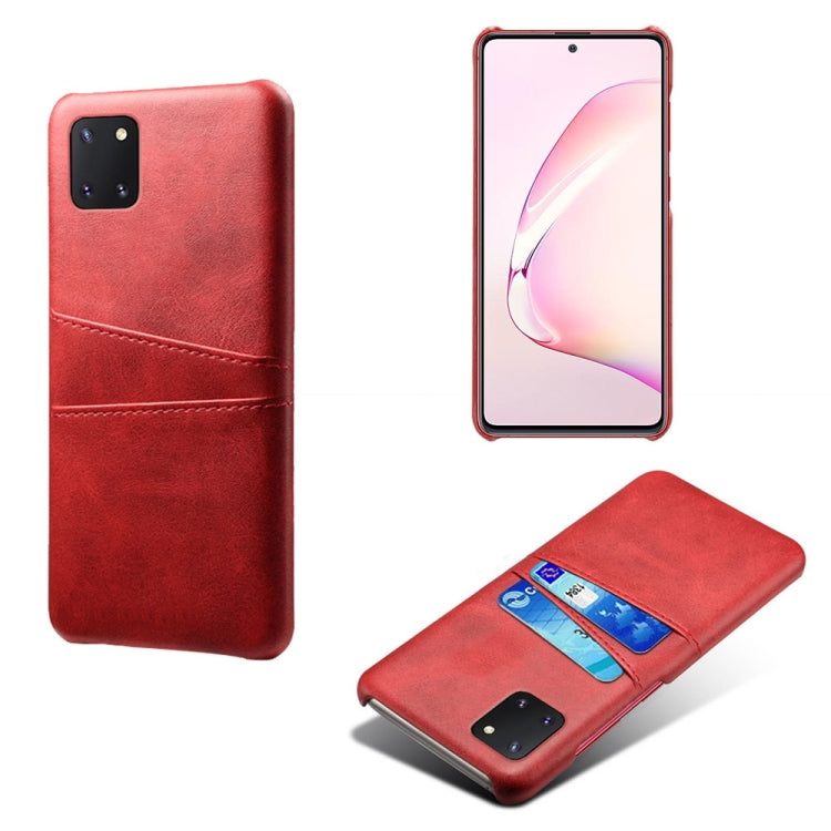 For Samsung Galaxy A81 / Note10 Lite Calf Texture PC + PU Leather Back Cover Shockproof Case with Dual Card Slots