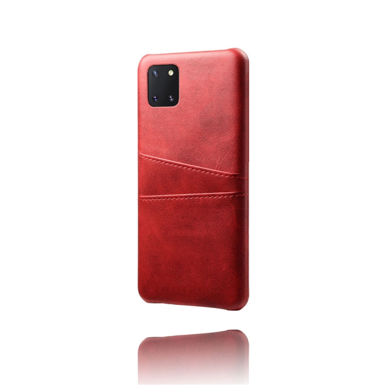 For Samsung Galaxy A81 / Note10 Lite Calf Texture PC + PU Leather Back Cover Shockproof Case with Dual Card Slots